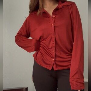Terracotta Silky Button Up